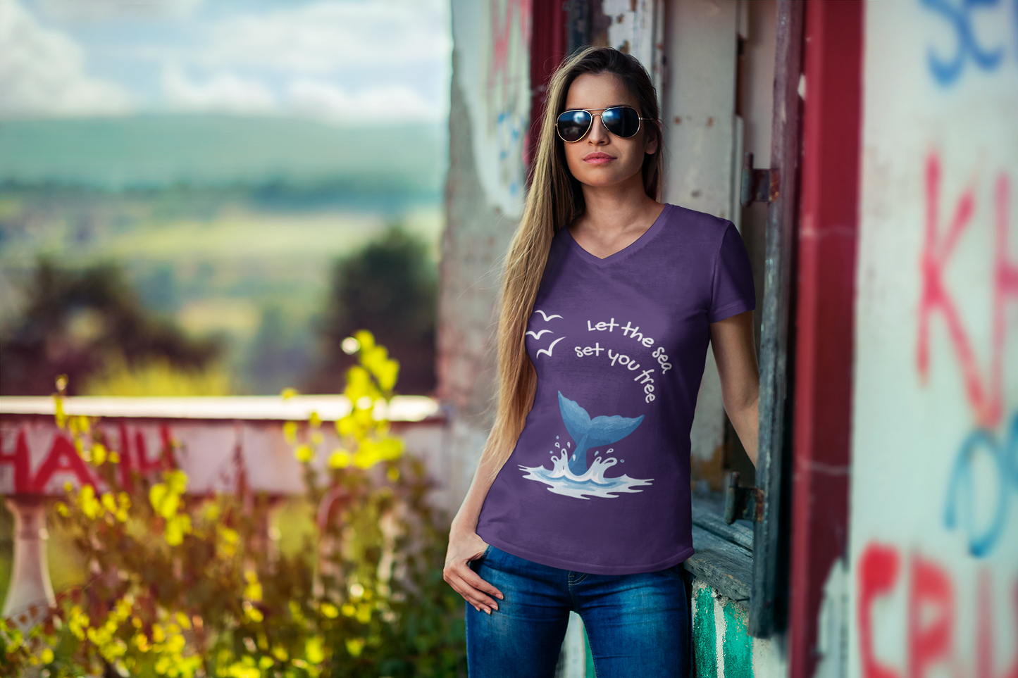 Let the Sea Set You Free - Unisex V-Neck Shirt